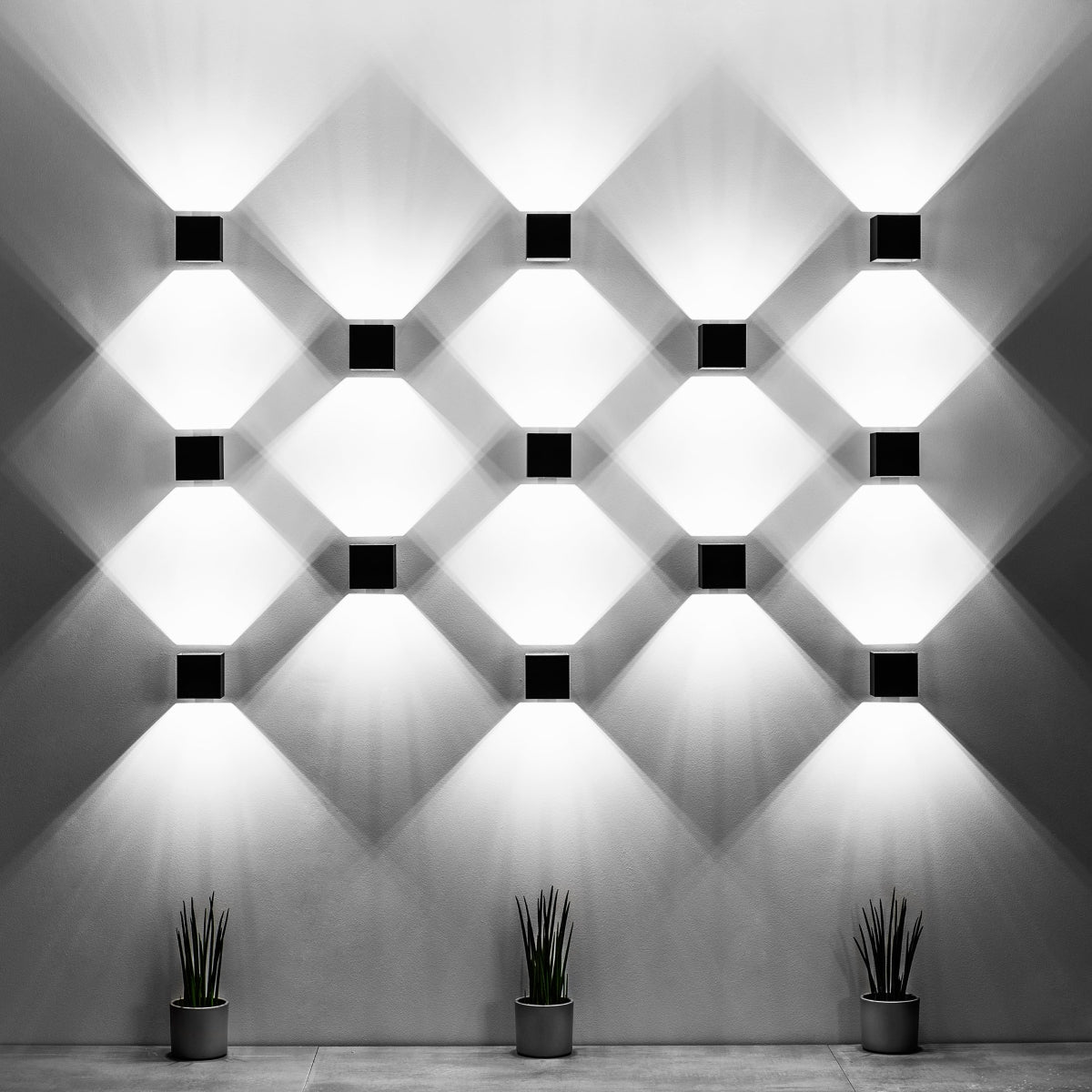 Grey LED Cube Wall Light