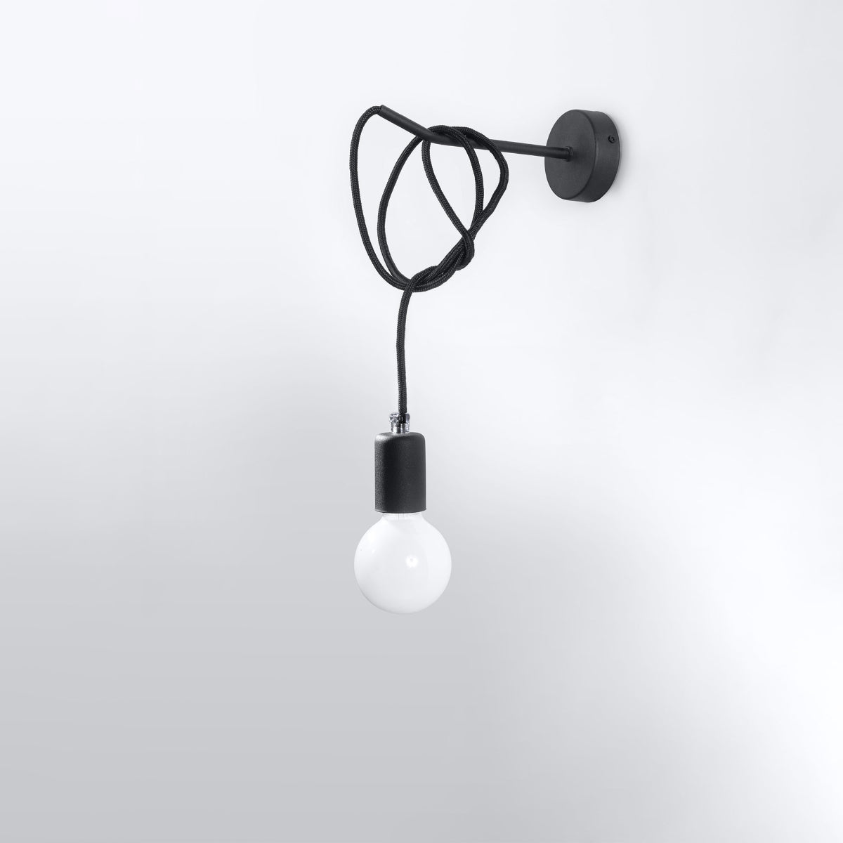 Black Coiled Cable Wall Light