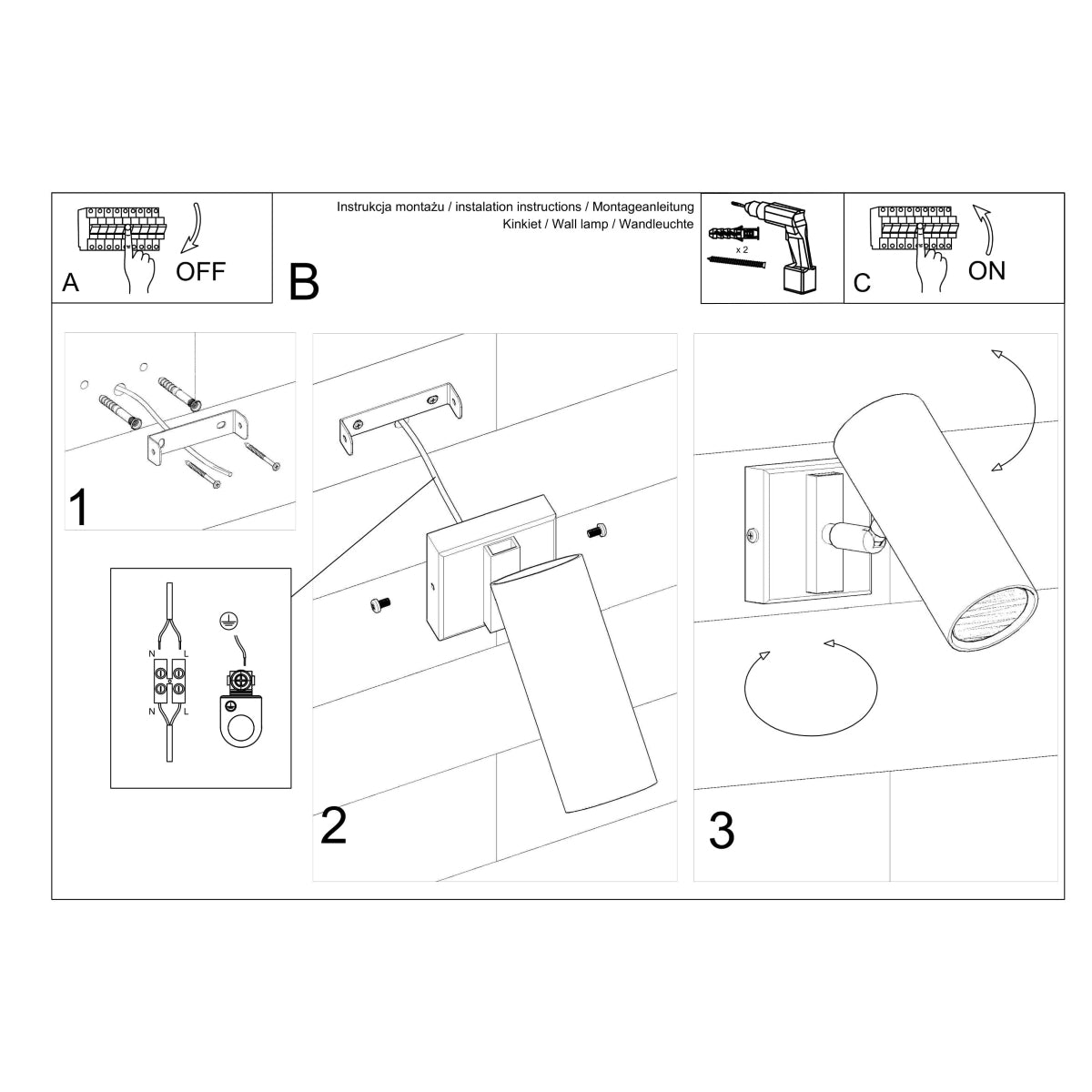 Minimalist White Adjustable Steel Wall Light