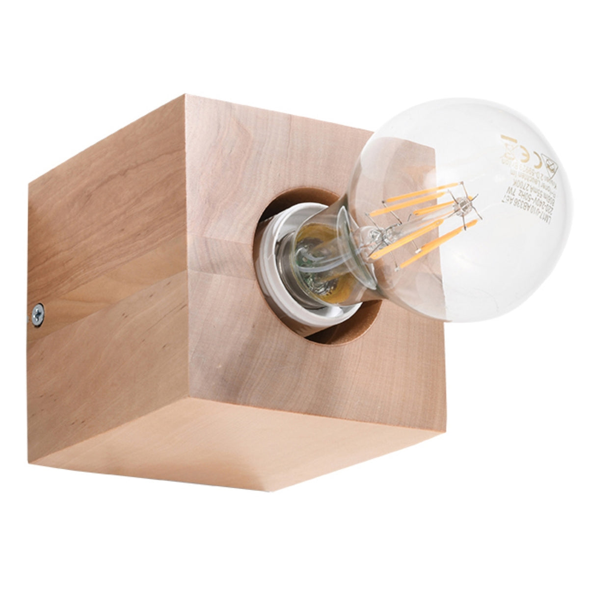 Natural Wood Square Wall Light