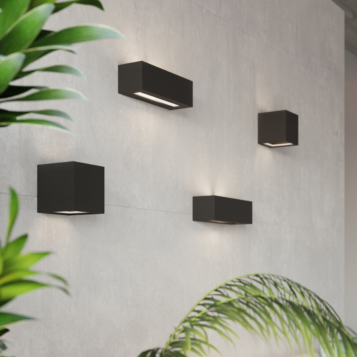 Black Ceramic Cube Wall Lamp