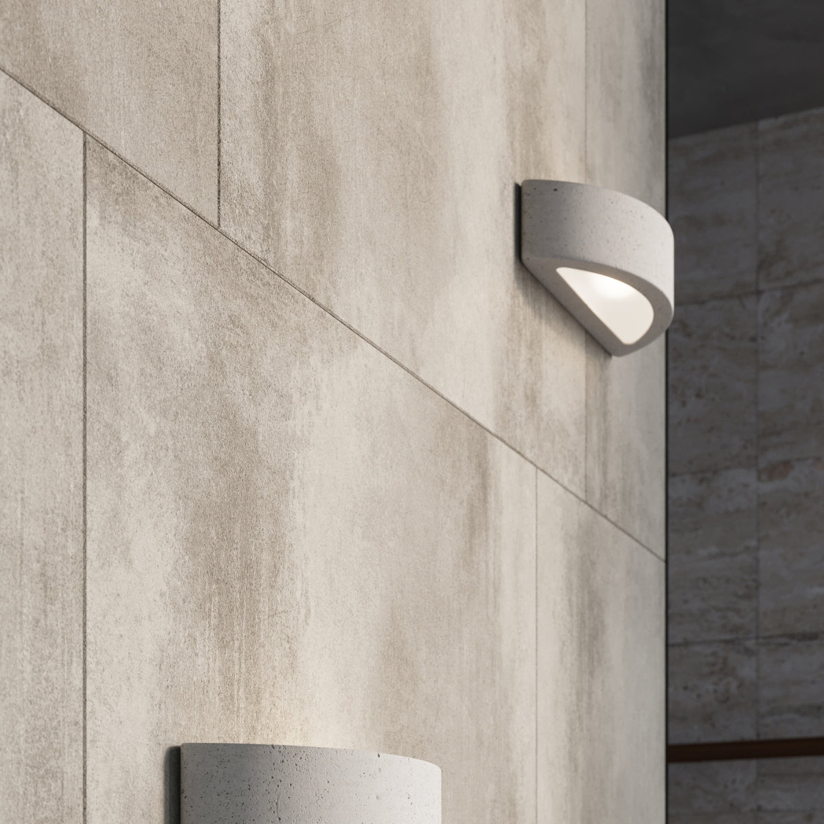 Grey Semi-Circle Concrete Wall Light