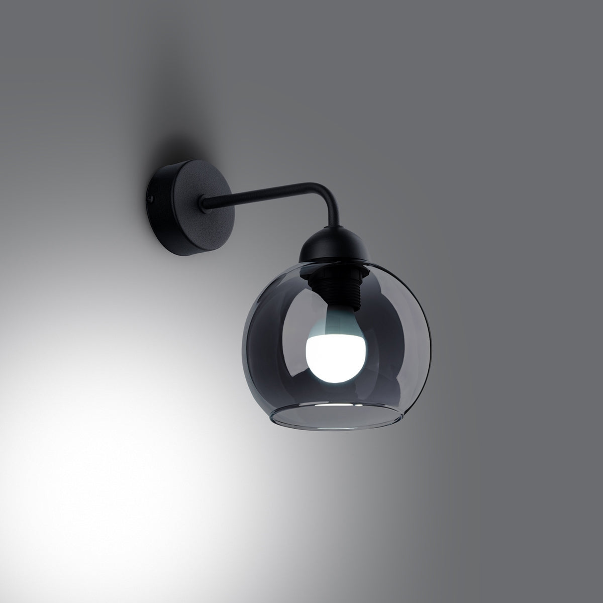 Black Smoked Glass Wall Bell Light