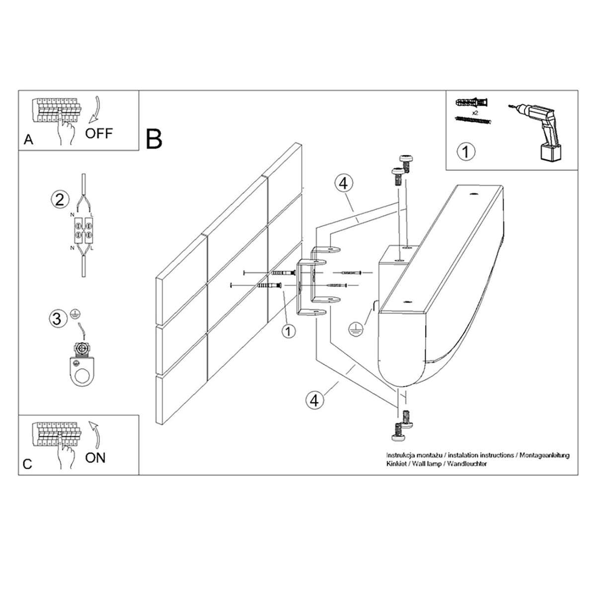 Black LED Bar Wall Light 3000K