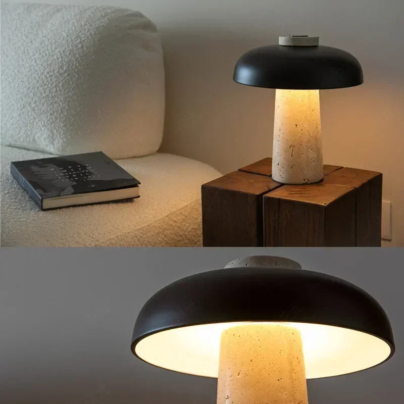 Lampe en Pierre de Travertin à Poser Champignon