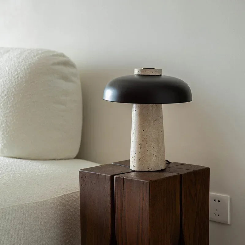 Lampe en Pierre de Travertin à Poser Champignon