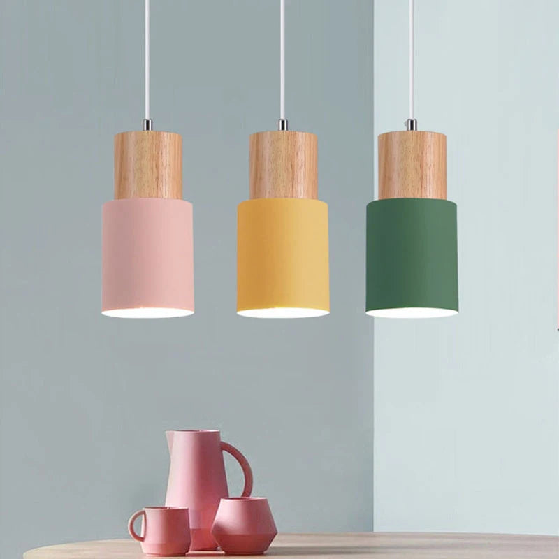 Lampe Suspendue Macaron en Bois LED