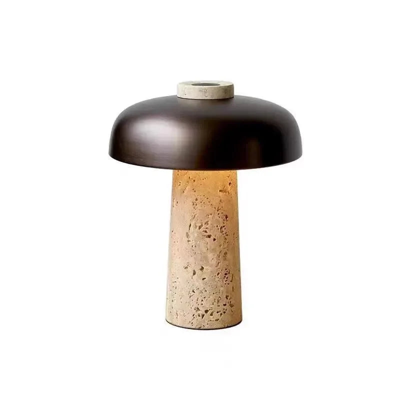 Lampe en Pierre de Travertin à Poser Champignon