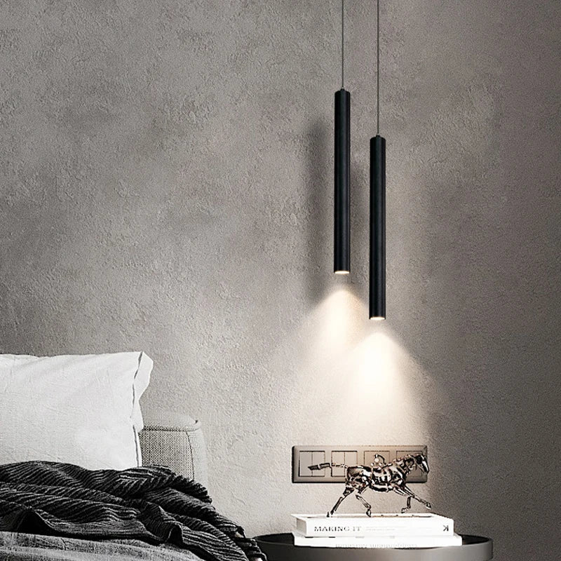 Lampe Suspendue Tube Nordique Noir