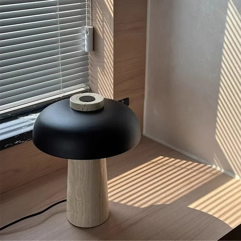 Lampe en Pierre de Travertin à Poser Champignon