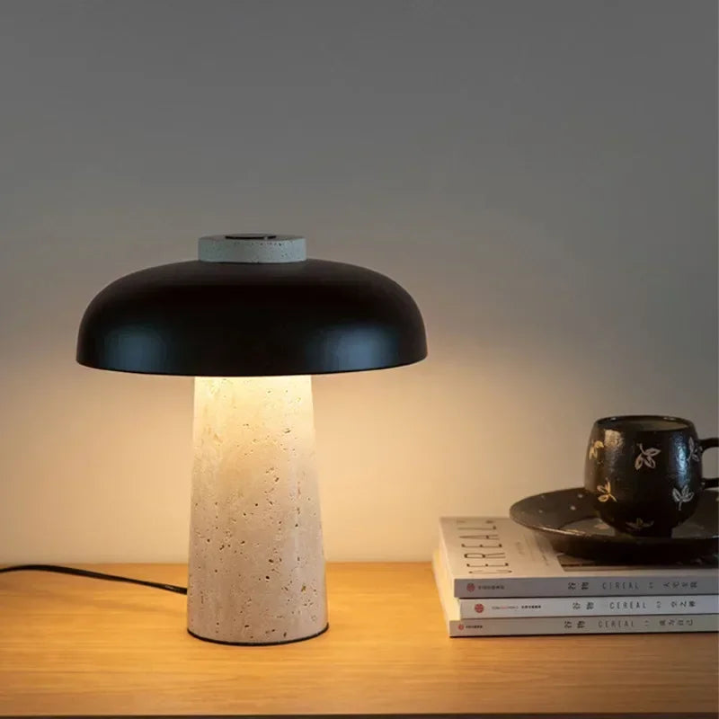 Lampe en Pierre de Travertin à Poser Champignon