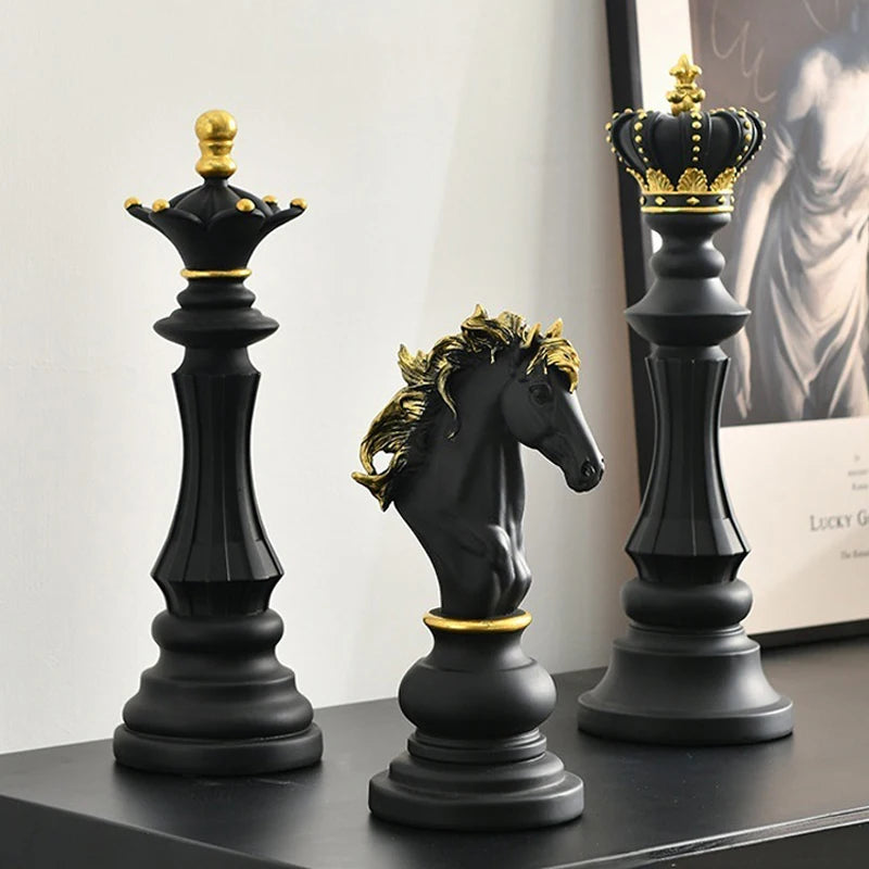 Trio Statues Échecs Luxe