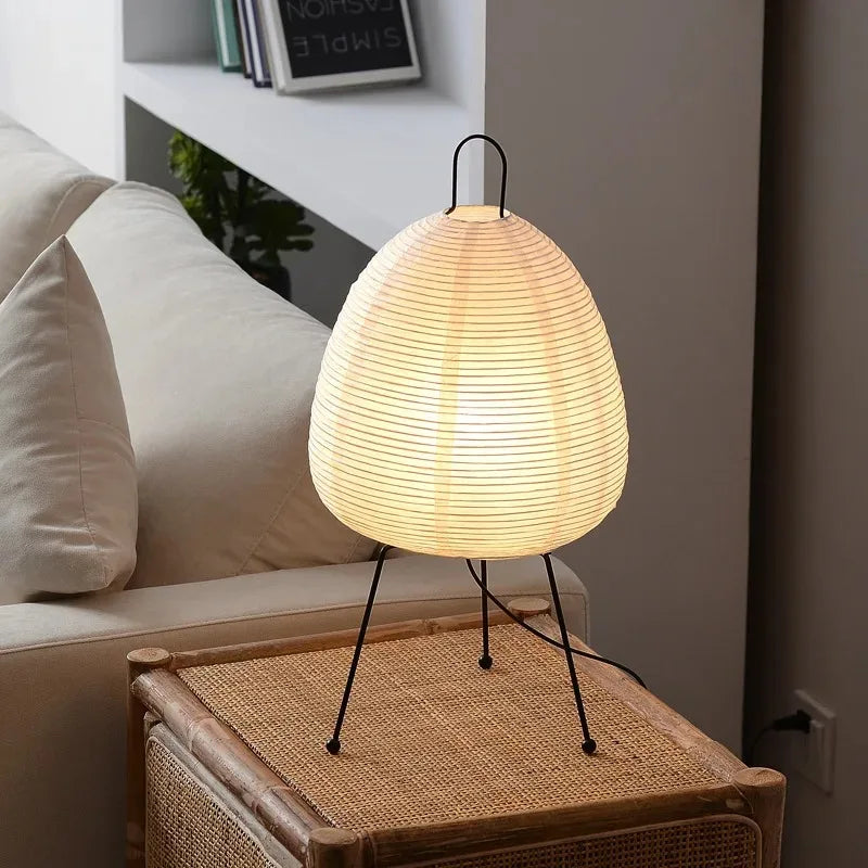 Lampe de chevet en papier de riz japonais au design Wabi-Sabi