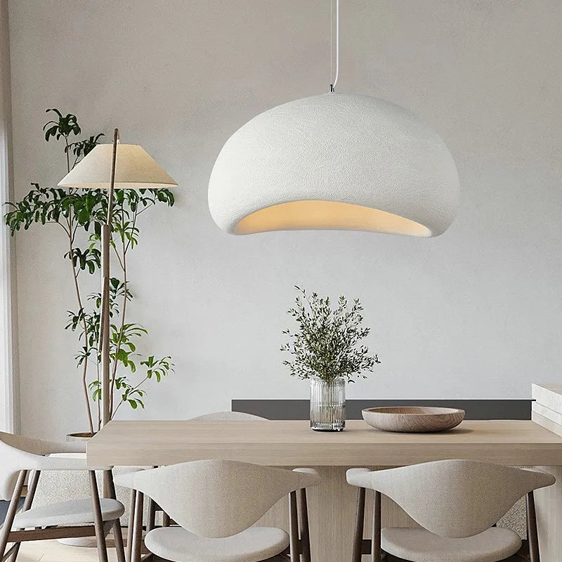 Suspension japonaise minimaliste avec option de lumière blanche chaude ou froide, idéale pour une ambiance apaisante.