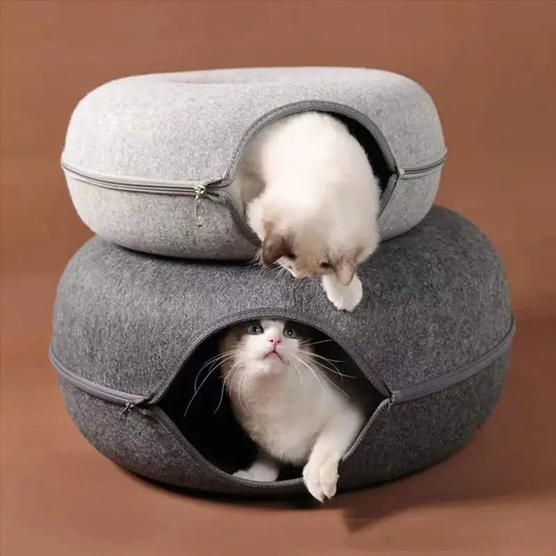 Comparaison des tailles S et L du Panier Tunnel pour Chat